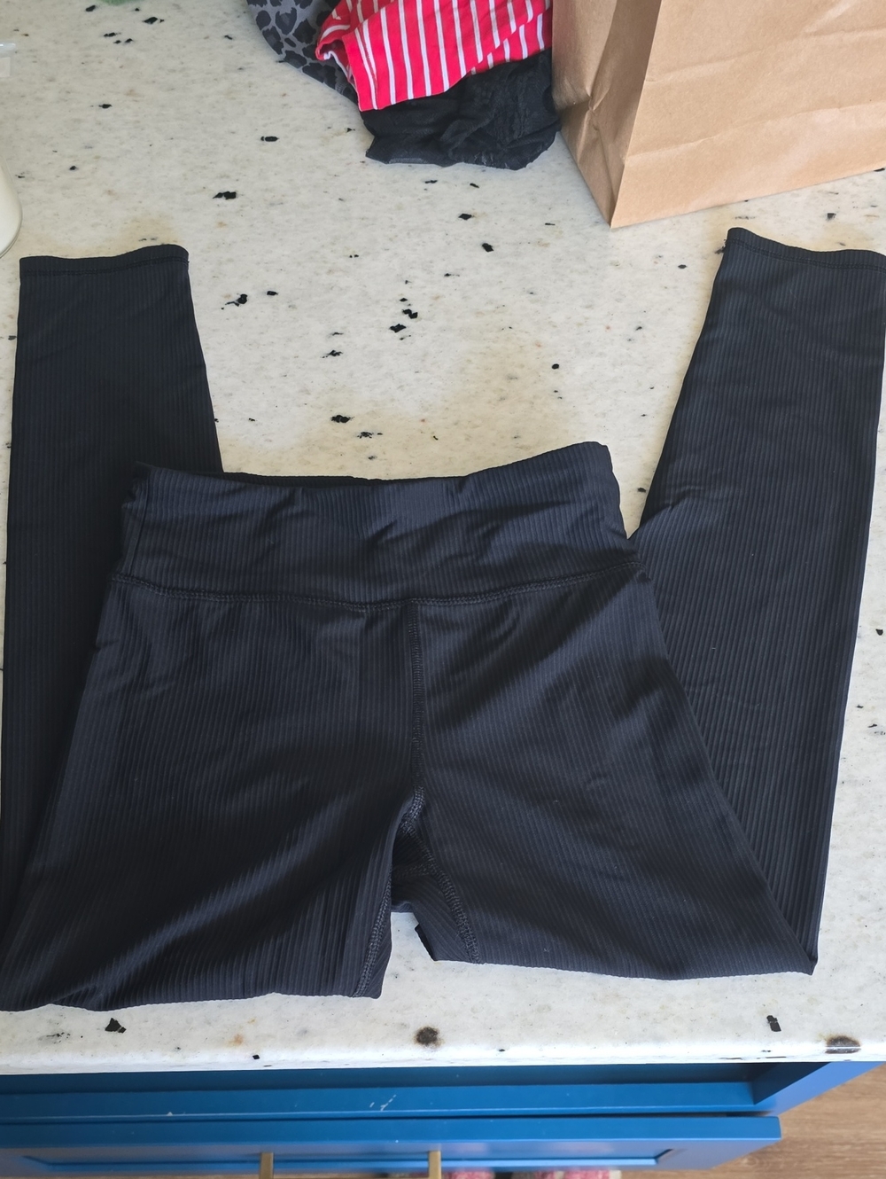 Old Navy Black Ribbed High-Waist Leggings